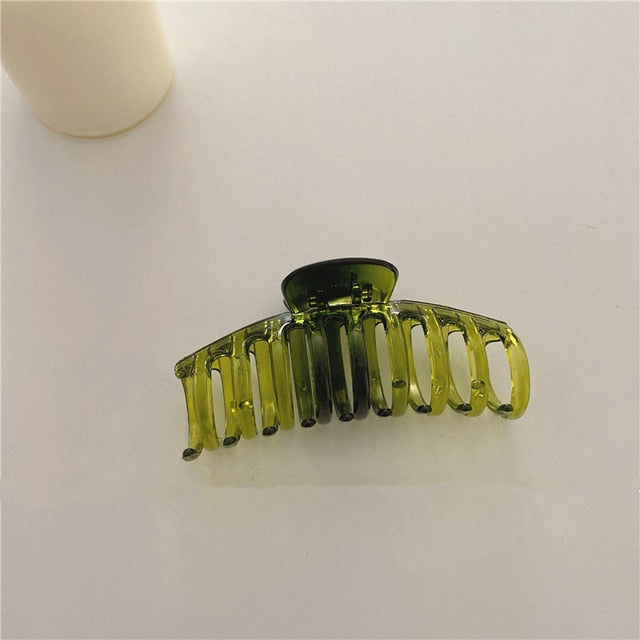 Sweet Scrub Color Acrylic Grasp Clip Simple Oval Hollow Leopard Grasp Hair Crab for Women Makeup Bath Hair Accessories